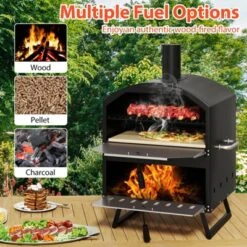 Costway 16" Outdoor Pizza Oven With Stone Peel & Grill Racks Folding Legs And Cover -Kitchen Appliances GUEST 4f2ca3ae 3274 4a60 aa5a 2d34f5590837