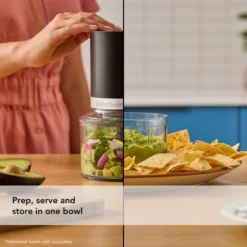 KitchenAid 3.5 Cups Go Cordless Top Down Food Chopper Matte Black Battery Included: 1 Speed, Stainless Steel Blade, 3.5 Cup Capacity -Kitchen Appliances GUEST 4f5d7d29 3022 4a37 a331 0d483213dfce