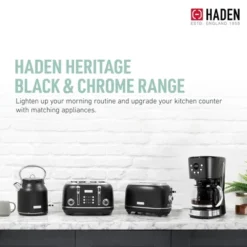 Haden Heritage 2 Slice Wide Slot Stainless Steel Toaster Bundled With 1.7 Liter Stainless Steel Electric Water Kettle, Black & Chrome -Kitchen Appliances GUEST 4f66dbbd 5ca9 4524 9790 775921c45e60