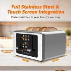 WHALL 4 Slice Toaster, Stainless Steel Toaster, Toasters 4 Slice With Wide Slots, Touchscreen Display, Bagel, Defrost, Cancel Functions -Kitchen Appliances GUEST 4fba498d 524a 47cd af00 910d2ca649e2 1