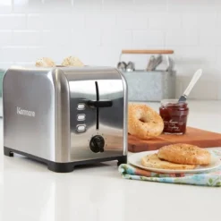Kenmore 2-Slice Toaster Wide Slot Bagel/Defrost - Stainless Steel: Cool Touch, Crumb Tray, 850W, Silver