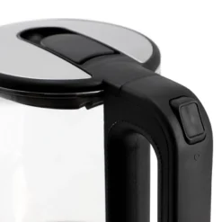 MegaChef 1.7L Glass Electric Tea Kettle: 1000W Borosilicate Glass, Stainless Steel Lid, Plastic Handle, Hand Wash, Clear -Kitchen Appliances GUEST 4fffb934 e054 4db7 8b46 d58d5439b7e7