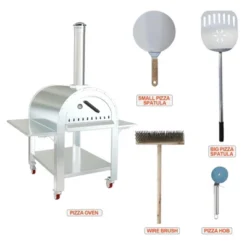 Dual Fuel Outdoor Pizza Oven - Stainless Steel Pizza Maker With Casters Insulation Multi Fuel Grill Portable Design -Kitchen Appliances GUEST 517df095 6bd9 4c62 9cf8 0ba2e7daaf02