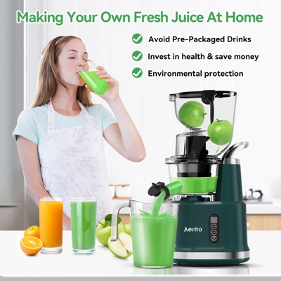Aeitto Cold Press Juicer, Juicer Machines With 3.3" Large Feed Chute,Avocado Green 2 Aeitto Cold Press Juicer, Juicer Machines With 3.3" Large Feed Chute,Avocado Green - Image 2