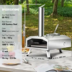 VEVOR Portable Outdoor Oven, 12-inch Pizza Oven, Pellet & Chips & Charcoal Tri-Fuel, Stainless Steel Pizza Grill -Kitchen Appliances GUEST 51e34dde f732 42ce b61d 0d186b3f892c