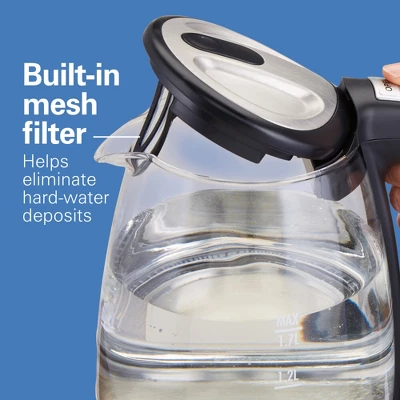 Hamilton Beach 1.7L Glass Variable Temp Kettle 40941R: Electric Tea Maker, 1500W, Hand Wash, Silver, Plastic Handle & Lid 6 Hamilton Beach 1.7L Glass Variable Temp Kettle 40941R: Electric Tea Maker, 1500W, Hand Wash, Silver, Plastic Handle & Lid - Image 6
