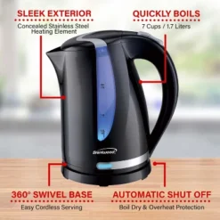 Brentwood 1,100-Watt Cordless Electric Kettle With Concealed Stainless Steel Heating Element, 360° Base, Auto Shutoff, And Boil-Dry Protection -Kitchen Appliances GUEST 53d3c22c b4e4 49f2 87cb e68a4b2f590a