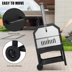 15"x22"x62" Wood Fired Pizza Oven Outdoor Pizza Maker Grill With Waterproof Cover & Wheels -Kitchen Appliances GUEST 54d43858 83df 4a6a 8dfe 5710fa0f00c4