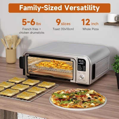 Kitchen Elite 8 In 1 Digital Toaster Oven Air Fryer Combo With Touch Panel And 12 Inch Pizza Capacity, Stainless Steel, Silver 3 Kitchen Elite 8 In 1 Digital Toaster Oven Air Fryer Combo With Touch Panel And 12 Inch Pizza Capacity, Stainless Steel, Silver - Image 3