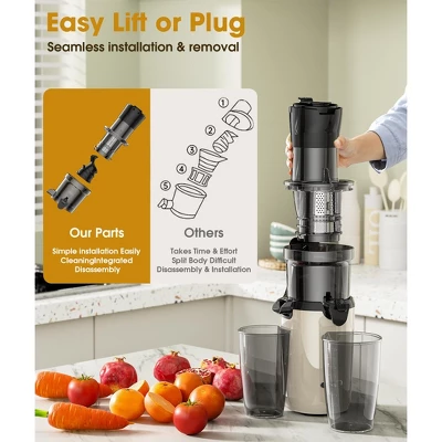 SKONYON Electric Juicer Cold Press Juicer 3.2 Inch Wide Chute 40oz Juice Container High Juice Yield Easy To Clean For Fruits And Vegetables 9 SKONYON Electric Juicer Cold Press Juicer 3.2 Inch Wide Chute 40oz Juice Container High Juice Yield Easy To Clean For Fruits And Vegetables - Image 9