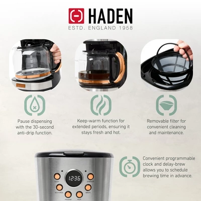 Haden Heritage 4 Slice Wide Slot Stainless Steel Toaster Bundled With 12 Cup Programmable Drip Coffee Maker Coffee Machine, Steel & Copper 3 Haden Heritage 4 Slice Wide Slot Stainless Steel Toaster Bundled With 12 Cup Programmable Drip Coffee Maker Coffee Machine, Steel & Copper - Image 3