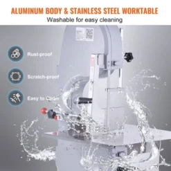 VEVOR Electric Meat Bandsaw, 1500W Stainless Steel Countertop Bone Sawing Machine, Workbeach 19.3" X 15", 0.16-7.9 Inch Cutting Thickness, Silver -Kitchen Appliances GUEST 5a82d57f 5237 4a46 b1b4 98643a1f3d48