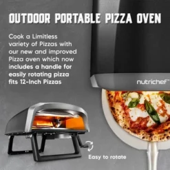 NutriChef 360° Portable Oven With Rotating Pizza Stone - Black