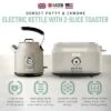 Haden Dorset 2 Slice Wide Slot Stainless Steel Toaster Bundled With 1.7 Liter Stainless Steel Electric Kettle With 360-Degree Base, Putty & Chrome