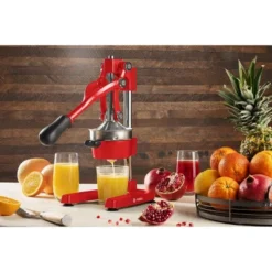 Eurolux Professional Cast Iron Citrus Juicer, Manual Hand Press, Heavy Duty, Stainless Steel Cup, Red -Kitchen Appliances GUEST 5c945972 7c7a 46ff b4bc 16990219615b