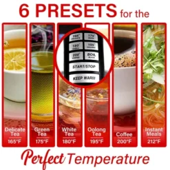 Brentwood Glass 1.7 Liter Electric Kettle With 6 Temperature Presets In Silver And Black -Kitchen Appliances GUEST 5ccd3459 c42f 4a77 a557 c325e4798d2c