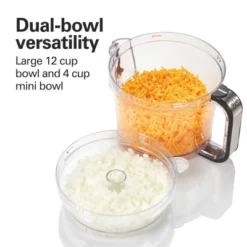 Hamilton Beach Big Mouth Duo 12 Cup Food Processor Includes 4 Cup Mini Bowl And 12 Cup Bowl 70580: 500W, 2 Speeds, Dishwasher-Safe