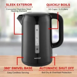 Brentwood 1,100-Watt Cordless Electric Kettle With Concealed Stainless Steel Heating Element And Boil-Dry Protection (2.2 L; Black) -Kitchen Appliances GUEST 5da739ce 3cd5 416d 9f67 bb1f15050713