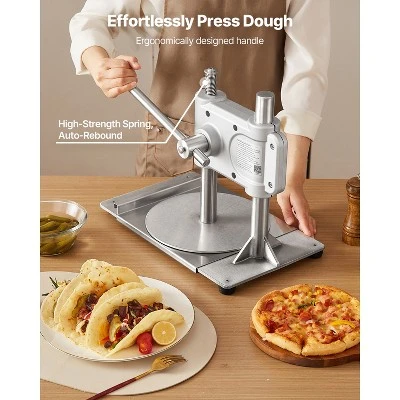 VEVOR Manual Pizza Dough Press Machine, 9.5 Inch Pizza Pastry Press Plate, Stainless Steel Bread Presser With 100 Pcs Parchment Paper, Silver 5 VEVOR Manual Pizza Dough Press Machine, 9.5 Inch Pizza Pastry Press Plate, Stainless Steel Bread Presser With 100 Pcs Parchment Paper, Silver - Image 5