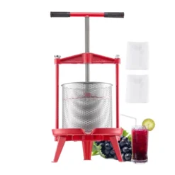 VEVOR 3.69 Gal/14L Fruit Wine Press, Stainless Steel Basket, Manual Juice Maker, Cider Apple Grape Tincture Making Press, Red -Kitchen Appliances GUEST 5ea29cc3 35ab 43ed b888 01ab66a75d33