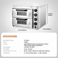 VEVOR Commercial Pizza Oven Countertop, 14" Double Deck Layer, Stainless Steel Electric Pizza Oven With Stone And Handle -Kitchen Appliances GUEST 609c8fe5 c652 4f57 94b7 7787d677ec8a