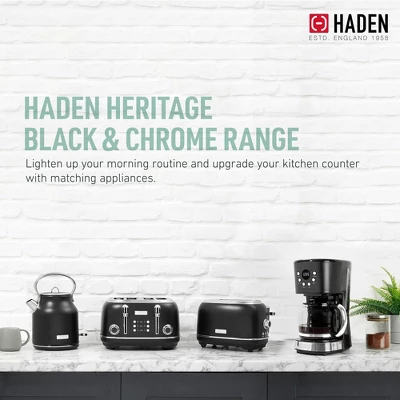 Haden Heritage 4 Slice Wide Slot Stainless Steel Toaster Bundled With 1.7 Liter Stainless Steel Electric Water Kettle, Black & Chrome 5 Haden Heritage 4 Slice Wide Slot Stainless Steel Toaster Bundled With 1.7 Liter Stainless Steel Electric Water Kettle, Black & Chrome - Image 5
