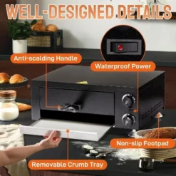 ROVSUN Indoor Pizza Oven Countertop, 1100W Stainless Steel Single Layer Commercial Electric Pizza Oven W/ Timer And Temperature Control, Easy-to-Clean -Kitchen Appliances GUEST 61e2e756 881c 440d b535 61abdb90afe9
