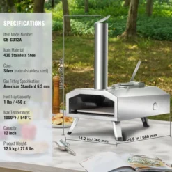 VEVOR Dual Fuel Pizza Oven For Outdoor Use, 12" Portable Pizza Oven, Pellet & Gas Powered Outdoor Pizza Oven With Thickened Cordierite Pizza Stone -Kitchen Appliances GUEST 61f818d9 f15b 4baf 9d7b e1d6337907ec