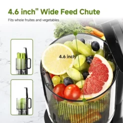 Masticating Juicer, 5.2 In Feed Chute For Whole Fruits &Vegetables,200W Slow Cold Press Juicer, 7-Stage Masticating,Dual Anti-Clog Filters,BPA Free