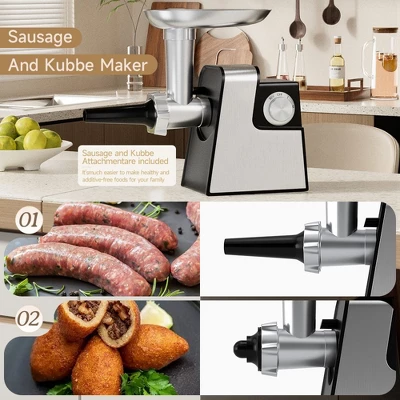 Topteng Meat Grinder, Stand Mixer With 3 Blades, Sausage Stuffer Tube & Kubbe Kit 3 Topteng Meat Grinder, Stand Mixer With 3 Blades, Sausage Stuffer Tube & Kubbe Kit - Image 3