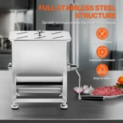 VEVOR Manual Meat Mixer, 15L Fixed Tank Meat Processing Equipment(Mixing Maximum 15LBS For Meat), Stainless Steel Meat Mixer, Silver -Kitchen Appliances GUEST 6507d17d 8b23 4264 a60c 93fae3367bb7