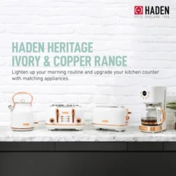 Haden Heritage 2 Slice Wide Slot Stainless Steel Toaster Bundled With 1.7 Liter Stainless Steel Electric Water Kettle, Ivory & Copper -Kitchen Appliances GUEST 667bbb97 ac7c 47d3 82d4 8d9f192b9492