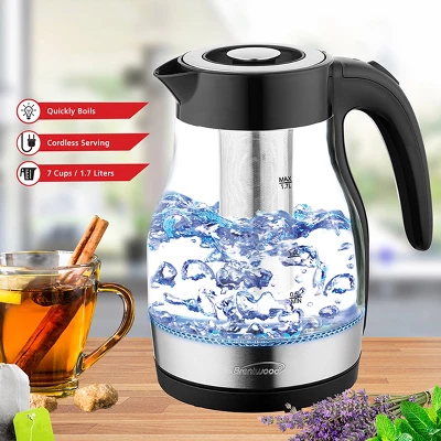 Brentwood Glass 1.7 Liter Electric Kettle With Tea Infuser In Black 7 Brentwood Glass 1.7 Liter Electric Kettle With Tea Infuser In Black - Image 7