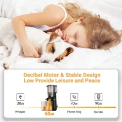 5.3 Inch Juicer, Self-Feeding Masticating Juicer Fit Whole Fruits, 250W Cold Press Juicer With High Juice Yield, BPA Free 18 5.3 Inch Juicer, Self-Feeding Masticating Juicer Fit Whole Fruits, 250W Cold Press Juicer With High Juice Yield, BPA Free -Kitchen Appliances GUEST 687b921f b256 4715 ac75 c213961e02ee