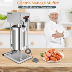 ROVSUN 15.4LBS/10L Electric Sausage Stuffer,Adjustable Speed Stainless Steel Sausage Maker For Home & Commercial