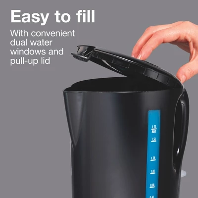 Proctor-Silex 1.7 Lt Cordless Electric Kettle - 41002PS: Black Water Heater Kettle, 1500W Hot Pot, Plastic Tea Maker 4 Proctor-Silex 1.7 Lt Cordless Electric Kettle - 41002PS: Black Water Heater Kettle, 1500W Hot Pot, Plastic Tea Maker - Image 4