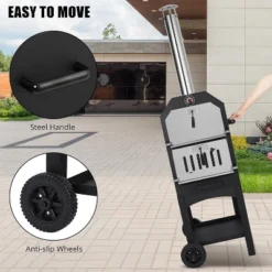 25.4"x21"x63" Wood Fired Pizza Oven Outdoor Pizza Maker Grill With Waterproof Cover & Wheels -Kitchen Appliances GUEST 6cd14834 afb3 4cee 912a d8d1450274a1