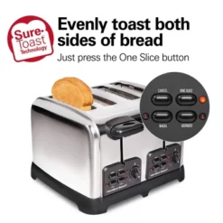 Hamilton Beach 4 Slice Toaster 24782: Silver 4 Slot Double Toaster, 1560W, Metal, 1 Year Warranty
