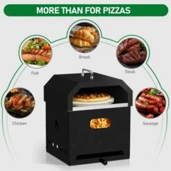 KTMBDW Outdoor Pizza Oven, Wood Fired For Outside, Patio Maker With Pizza Stone, Cooking Grill Grate For Backyard Camping, Black -Kitchen Appliances GUEST 6d762495 7cf7 4dd4 a3f6 f731fcdab706