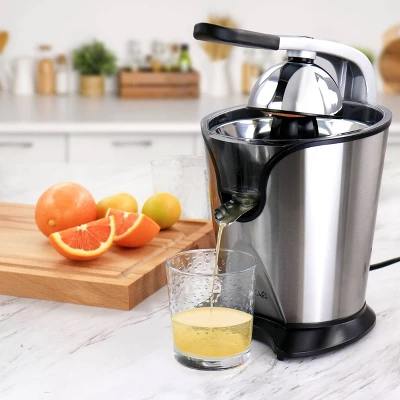 MegaChef Stainless Steel Electric Citrus Juicer: 160W Silver Appliance, Dishwasher-Safe Parts, Juicer On Sale 9 MegaChef Stainless Steel Electric Citrus Juicer: 160W Silver Appliance, Dishwasher-Safe Parts, Juicer On Sale - Image 9