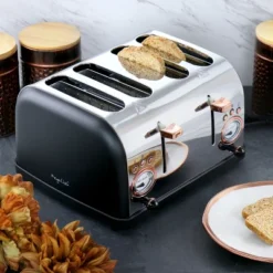 MegaChef 4 Slice Wide Slot Toaster With Variable Browning In Black And Rose Gold -Kitchen Appliances GUEST 6e3c2017 b2e0 4110 9882 333b65737131