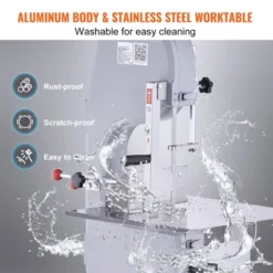 VEVOR Electric Meat Bandsaw, 1500W Stainless Steel Vertical Bone Sawing Machine, Workbeach 19.3" X 15", 0.16-7.9 Inch Cutting Thickness, Silver -Kitchen Appliances GUEST 6f581a3f af80 4516 91c0 879f4a235597