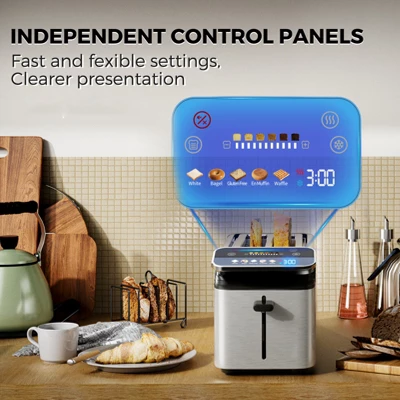 Whall® Stainless Steel Smart Toaster, 4 Slice | Projection Touchscreen, 1.5" Extra-Wide Slots, Digital Timer, Reheat & Defrost, Removable Crumb Tray 6 Whall® Stainless Steel Smart Toaster, 4 Slice | Projection Touchscreen, 1.5" Extra-Wide Slots, Digital Timer, Reheat & Defrost, Removable Crumb Tray - Image 6