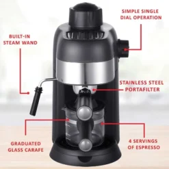 Brentwood GA-134BK 4-Cup Stainless Steel Espresso And Cappuccino Maker Machine In Black 12 Brentwood GA-134BK 4-Cup Stainless Steel Espresso And Cappuccino Maker Machine In Black -Kitchen Appliances GUEST 7092e21e 5ab2 4798 ac1f ab40828d0df2