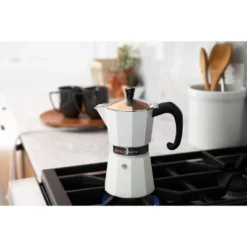 Bellemain 9-Cup Stovetop Espresso Maker – Classic Moka Pot In Elegant White For Rich, Authentic Coffee