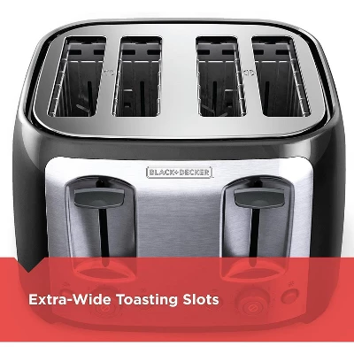 Black & Decker BLACK+DECKER 4-Slice Toaster, TR1478BD, Extra Wide Slots, 7 Shade Settings, 1400 Watts, Frozen And Bagel Buttons 2 Black & Decker BLACK+DECKER 4-Slice Toaster, TR1478BD, Extra Wide Slots, 7 Shade Settings, 1400 Watts, Frozen And Bagel Buttons - Image 2