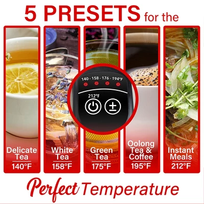 Brentwood 1500 Watt Stainless Steel 1.7 Liter Electric Kettle With 5 Temperature Presets In Silver 4 Brentwood 1500 Watt Stainless Steel 1.7 Liter Electric Kettle With 5 Temperature Presets In Silver - Image 4