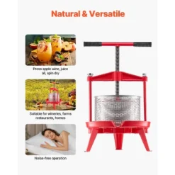 VEVOR 2.38 Gal/9L Fruit Wine Press, Stainless Steel Basket With Cross-beam And Triangular Structure, Manual Juice Maker, Red -Kitchen Appliances GUEST 72226c59 92f9 48ff 8aec 767d7e4952d1