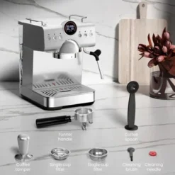 Kismile 2 Cup Stainless Steel Espresso Machine With LED Display, Cold Brew And Milk Frother Steam Wand For Latte And Cappuccino -Kitchen Appliances GUEST 72a630d6 9d37 4339 92db 77c40057b921