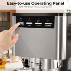 Kismile 9 Bar Espresso Machine With Steam Frother - Compact Stainless Steel Coffee Machine For Latte And Cappuccino, Customizable Brewing Time Modes